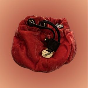 Red Juicy Couture Velvet Cross Body Pouch with gold chain strap